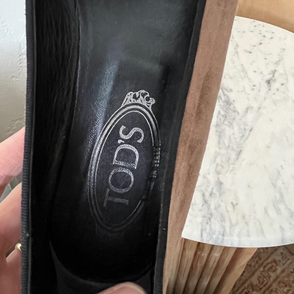 TOD'S loafers ballet flats tan black suede bow women's shoe EU 38-1/2 US 8-1/2 - Picture 8 of 16